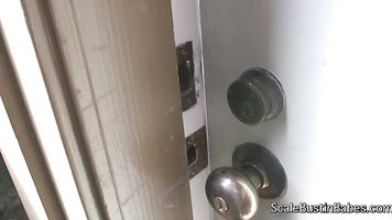 BBW Becki lays down on her couch in a skimpy bikini to take a nap, but then she remembers that the wireless Internet guy is coming.