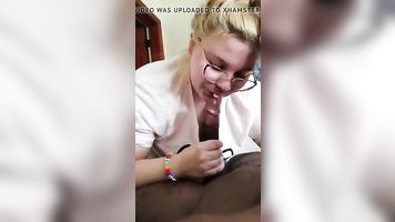Nerdy PLUMP With Glasses Gives Incredible Oral And Hand-Job