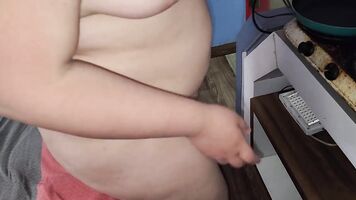 My sex t1orture eats my cum fried with butter